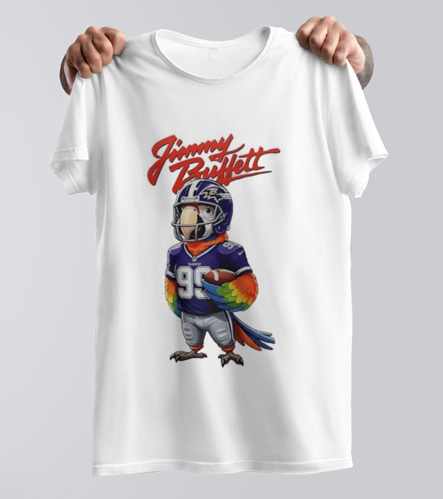 Jimmy Buffett Baltimore Ravens Parrot Jersey Number 99 Football T-Shirt
