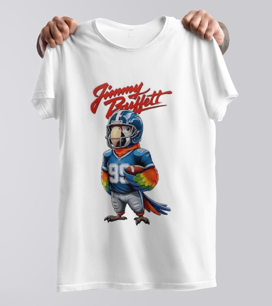 Jimmy Buffett Detroit Lions Parrot 99 Football Team Spirit T-Shirt
