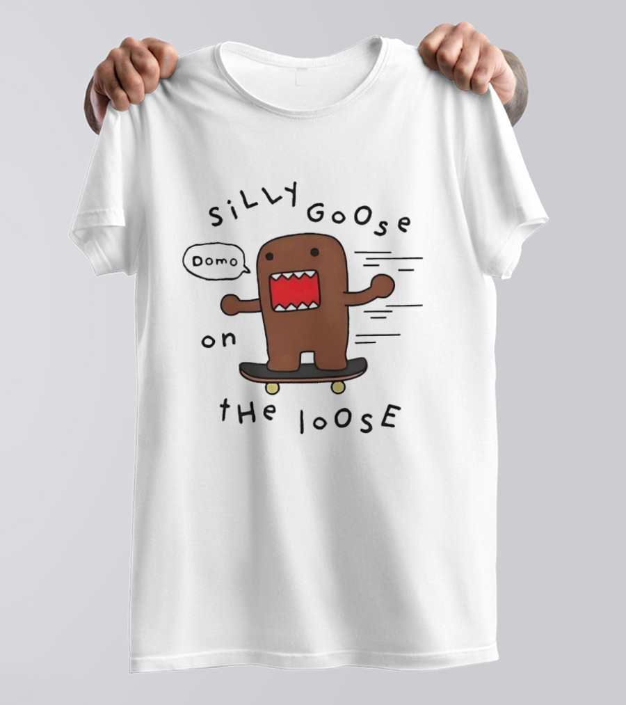 Silly Goose On The Loose Cute Brown Character Skateboarding Fun T-Shirt