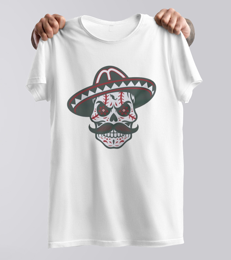 Skull Calaveras Mexico Sombrero Sugar Skull Baseball T-Shirt