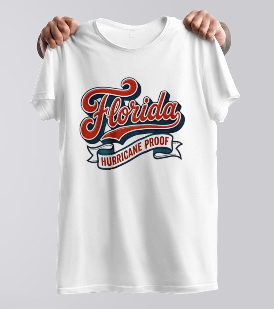 Florida Hurricane Proof Script Ribbon T-Shirt