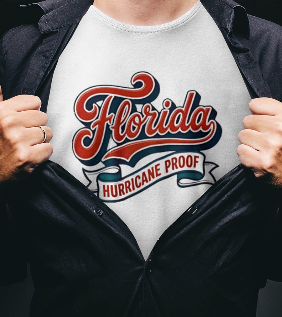 Florida Hurricane Proof Script Ribbon T-Shirt