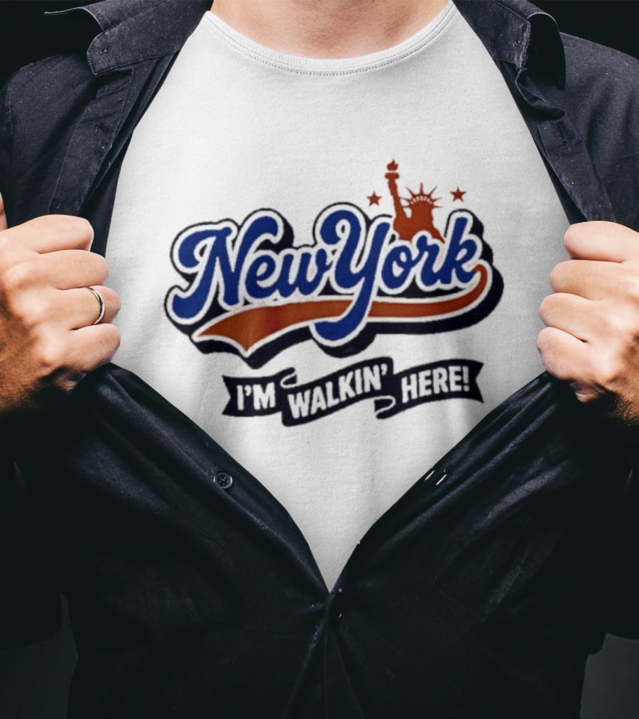 New York I'm Walkin' Here Statue Of Liberty Stars T-Shirt