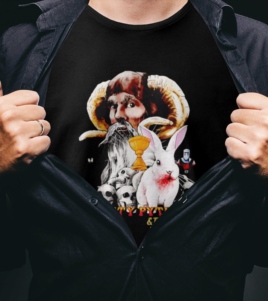 Monty Python And The Holy Grail Tim The Enchanter Killer Rabbit Grail Skulls T-Shirt