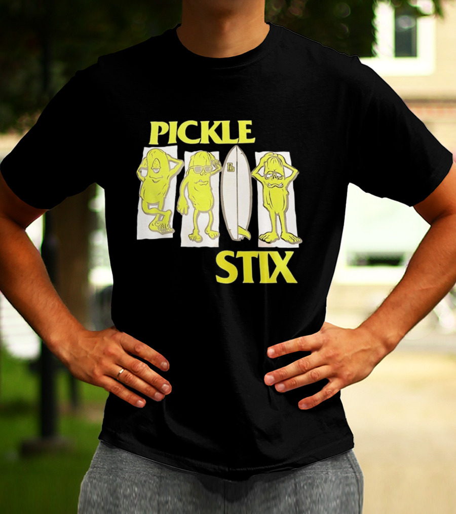 Pickle Stix Surfboard Vacation Characters T-Shirt