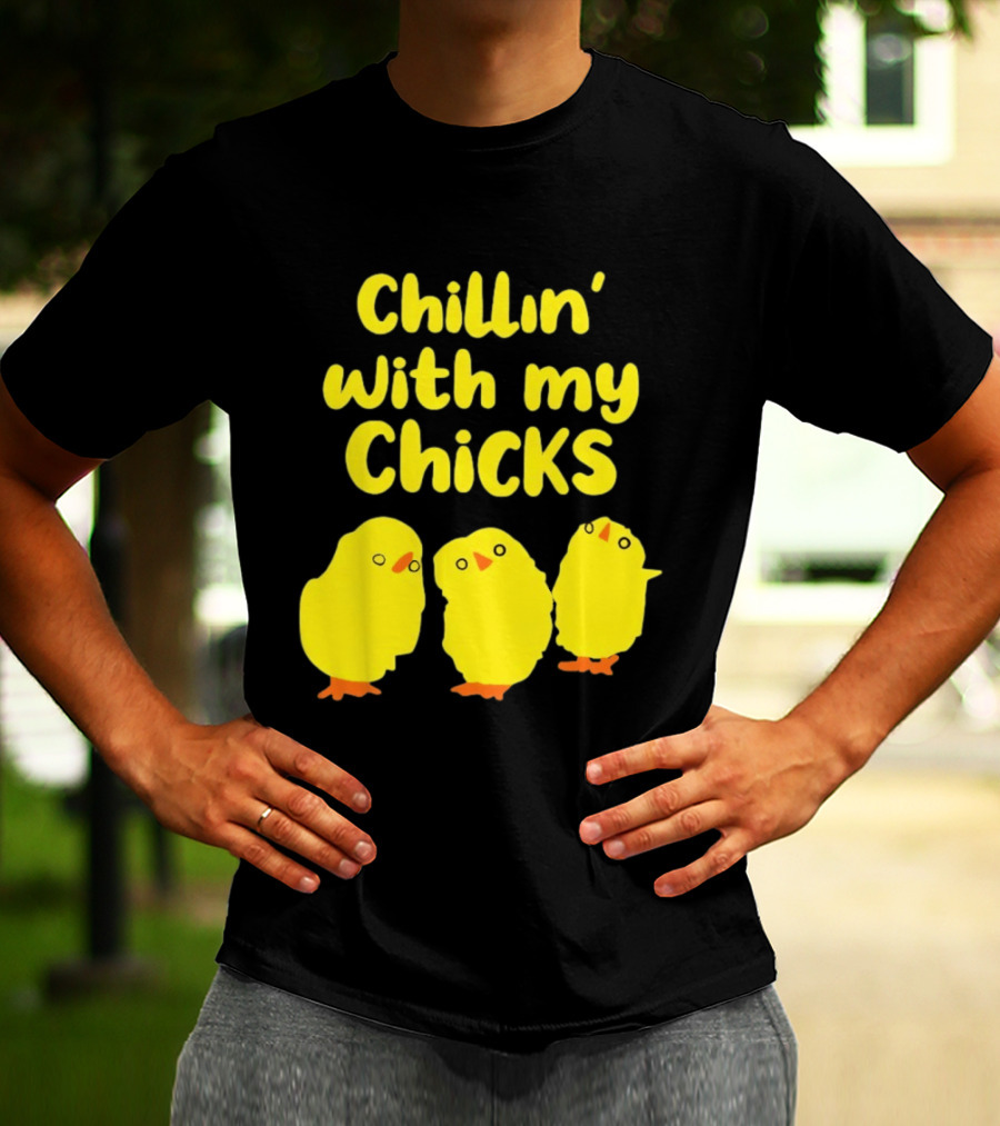 Chillin' With My Chicks Cute Yellow Cartoon Birds T-Shirt