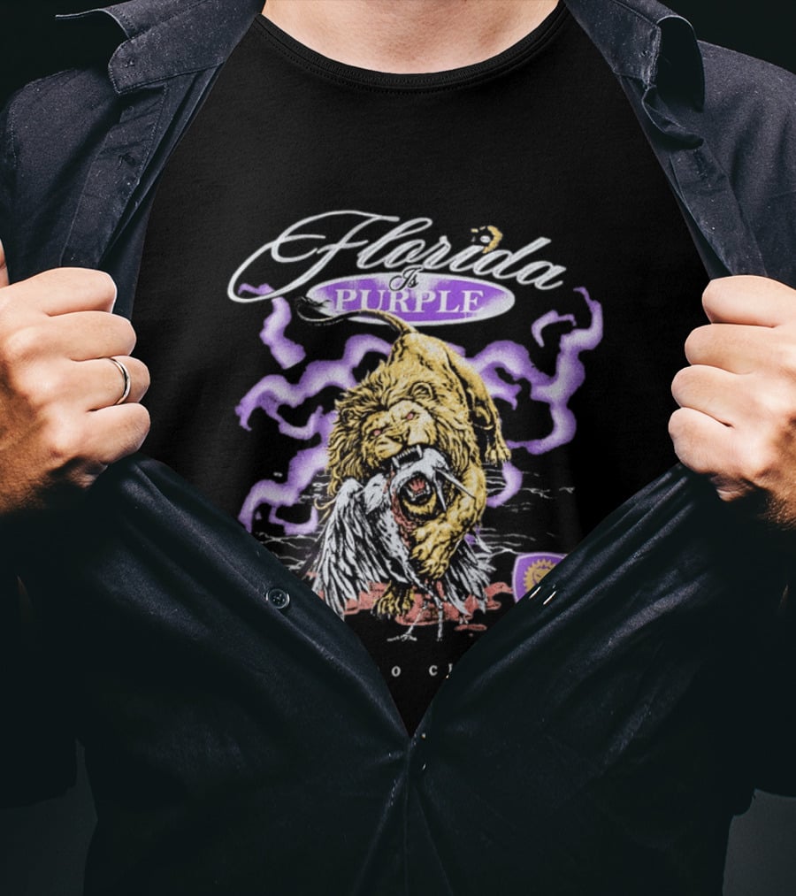 Florida Is Purple Orlando City SC Lion And Eagle Battle T-Shirt