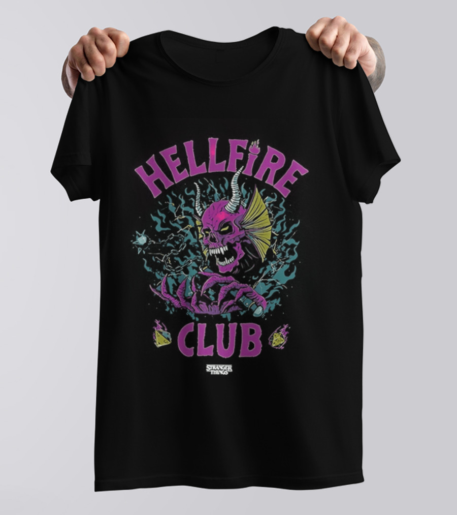 Hellfire Club Stranger Things Skull Sword Dice T-Shirt