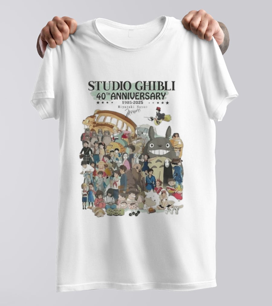Studio Ghibli 40th Anniversary 1985 2025 Miyazaki Hayao Totoro Spirited Away Characters T-Shirt