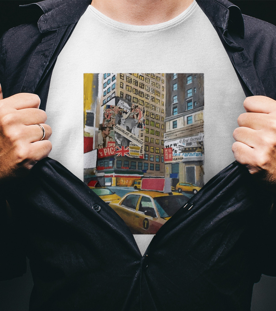 New York City Times Square Taxi Doubles Business British Flag T-Shirt