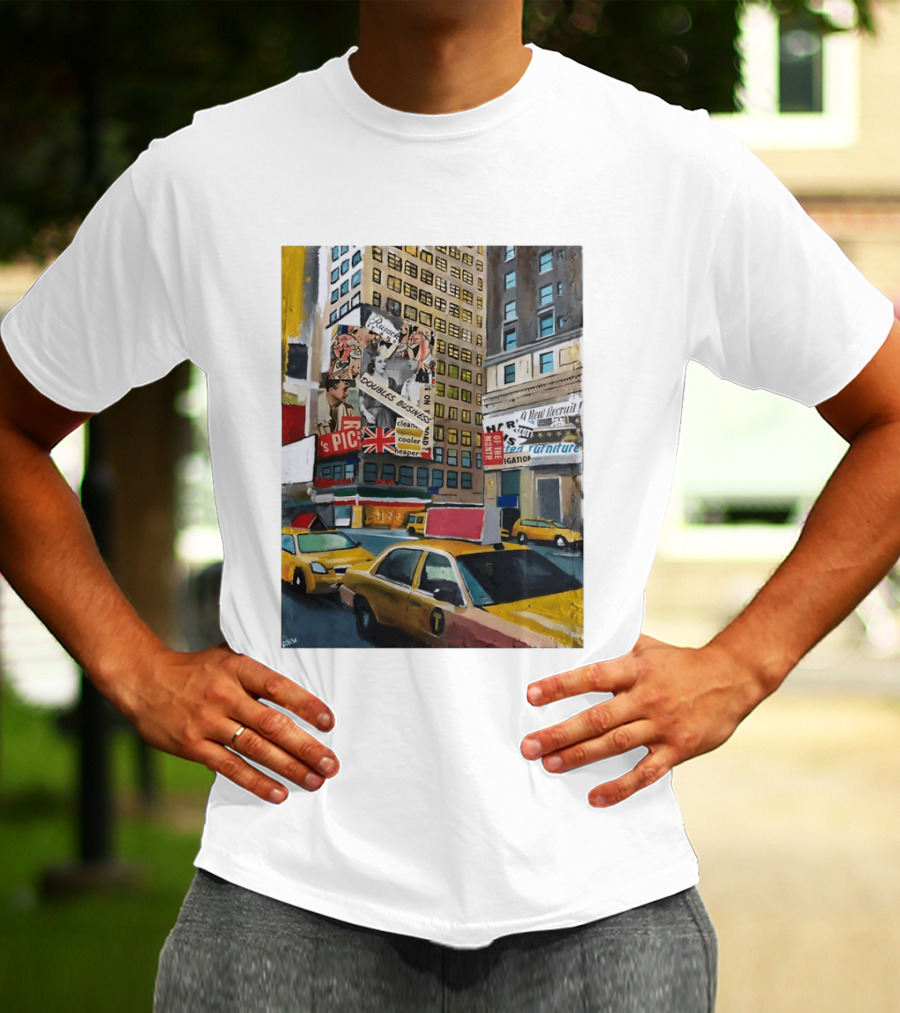 New York City Times Square Taxi Doubles Business British Flag T-Shirt