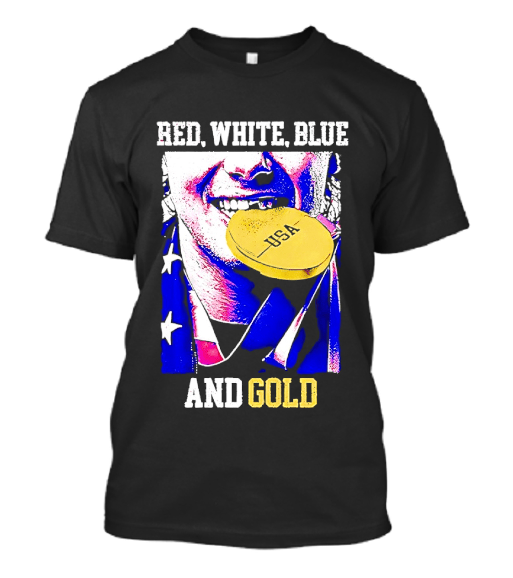 Red White Blue And Gold USA Hockey 2026 Winter Olympics Jack Hughes T-Shirt