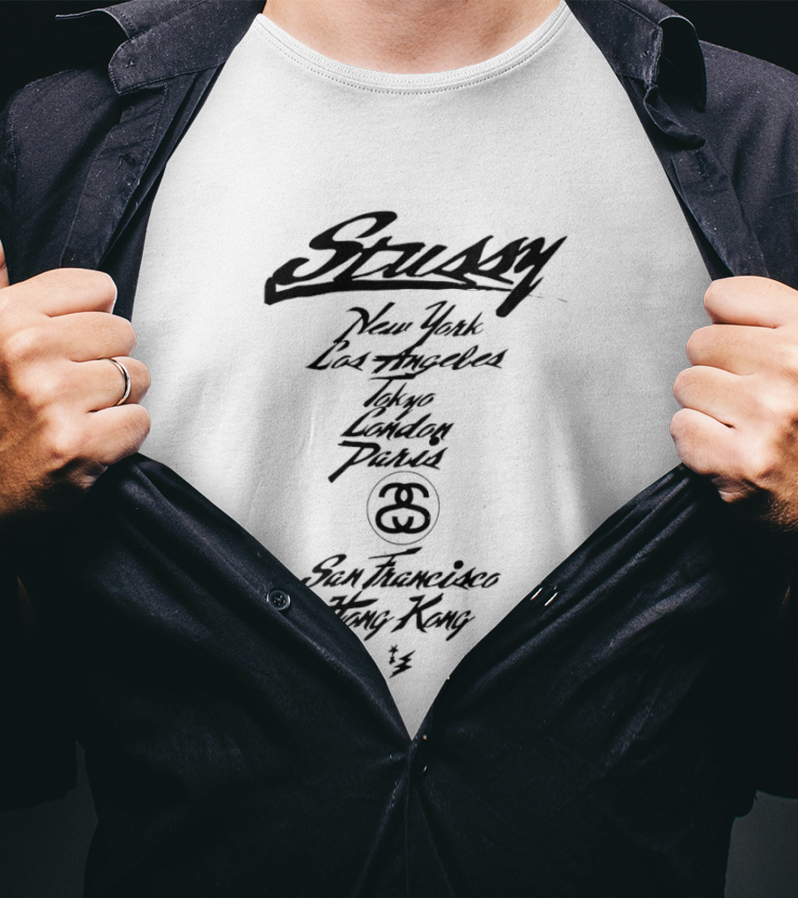 Stussy New York Los Angeles Tokyo London Paris San Francisco Hong Kong Signature 8 Ball T-Shirt