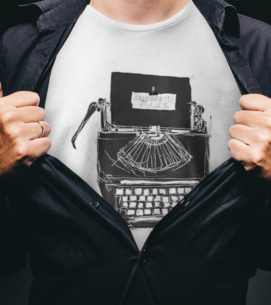 Typewriter Paragraph Planet Book Lovers Novelists Retro Writer Aesthetic T-Shirt
