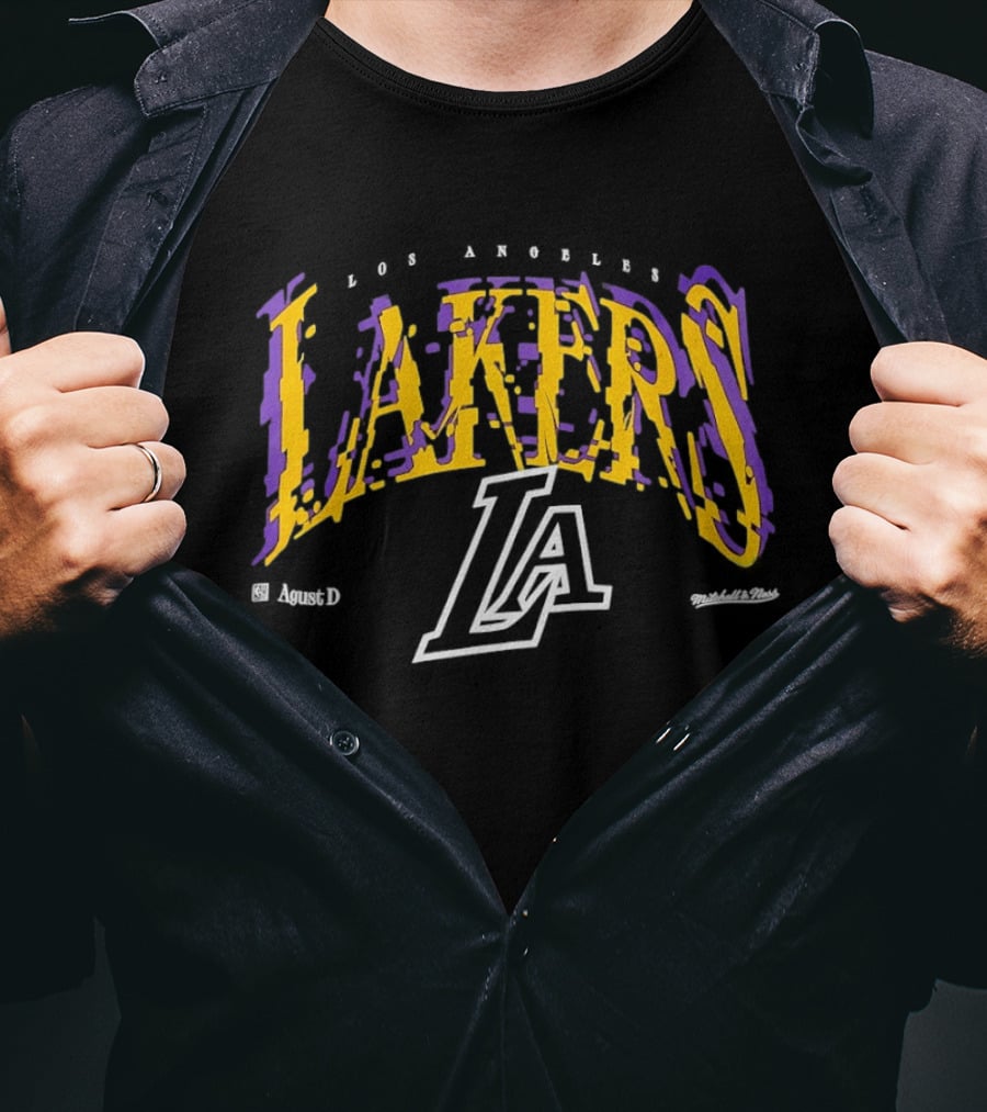 Los Angeles Lakers NBA Agust D Collaboration With Iconic Team Branding T-Shirt
