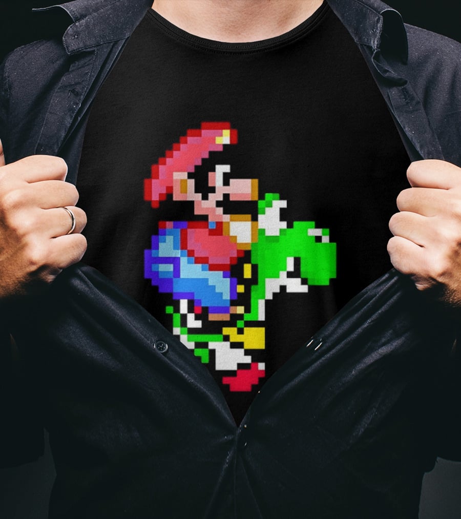 Mario And Yoshi Super Mario World Pixel T-Shirt