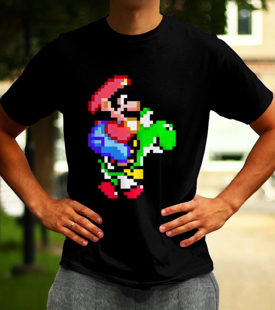 Mario And Yoshi Super Mario World Pixel T-Shirt