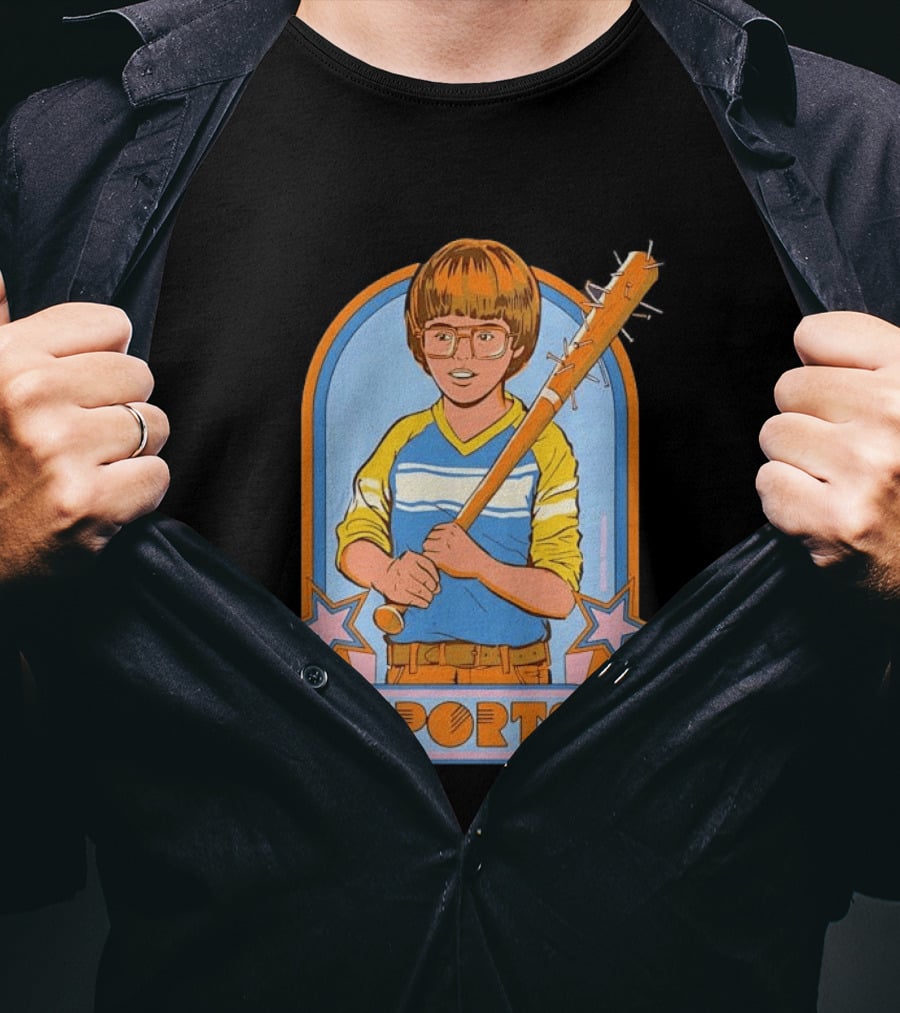 Steven Rhodes Retro Sports Baseball Bat Boy With Glasses T-Shirt