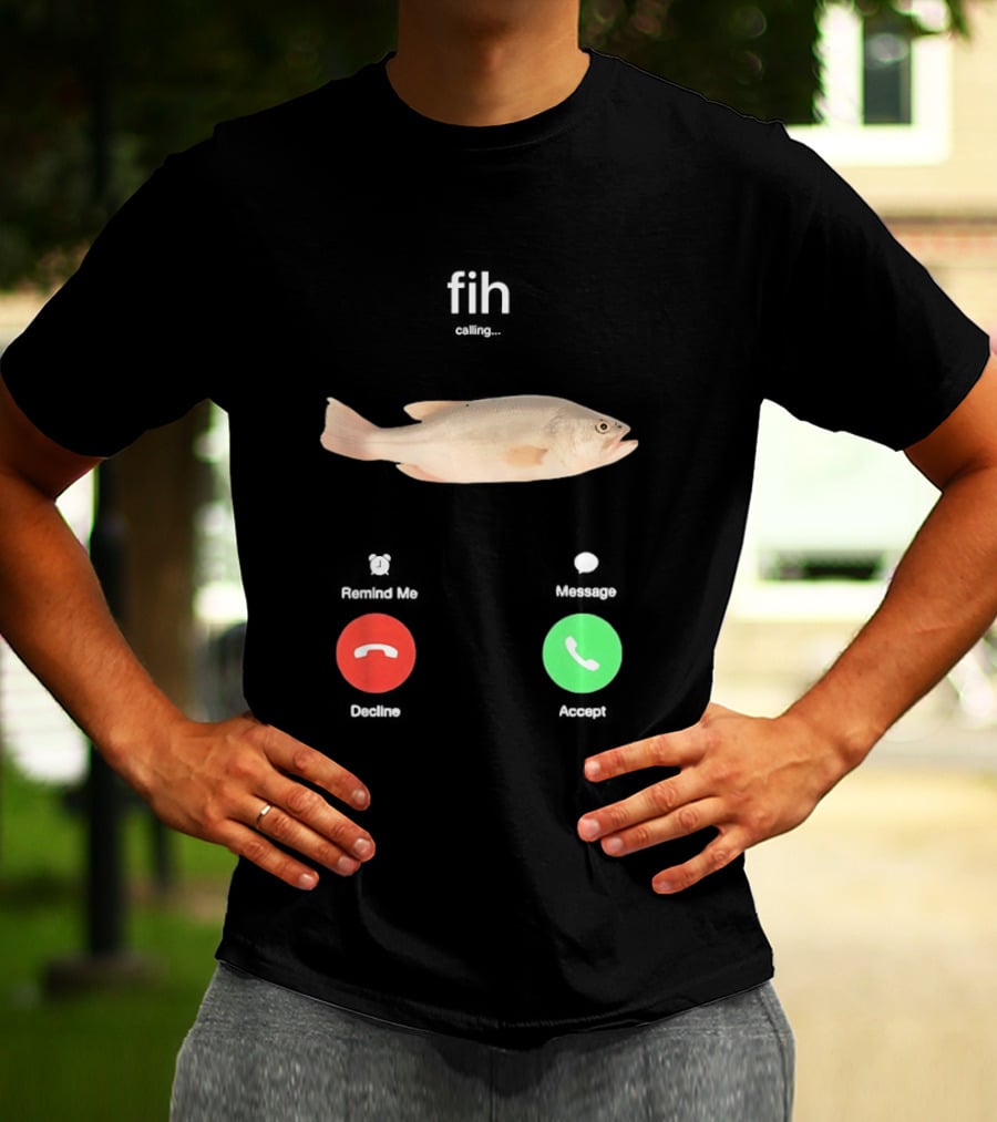 Fish Phone Call Funny User Interface Comedy T-Shirt