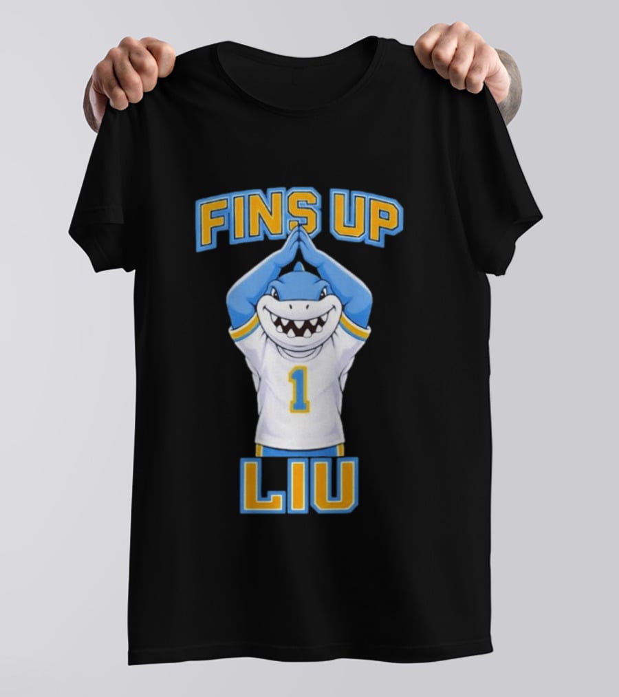 LIU Sharks Fins Up Number 1 Celebration T-Shirt