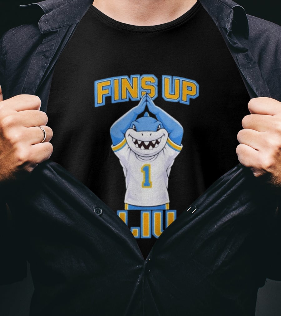 LIU Sharks Fins Up Number 1 Celebration T-Shirt
