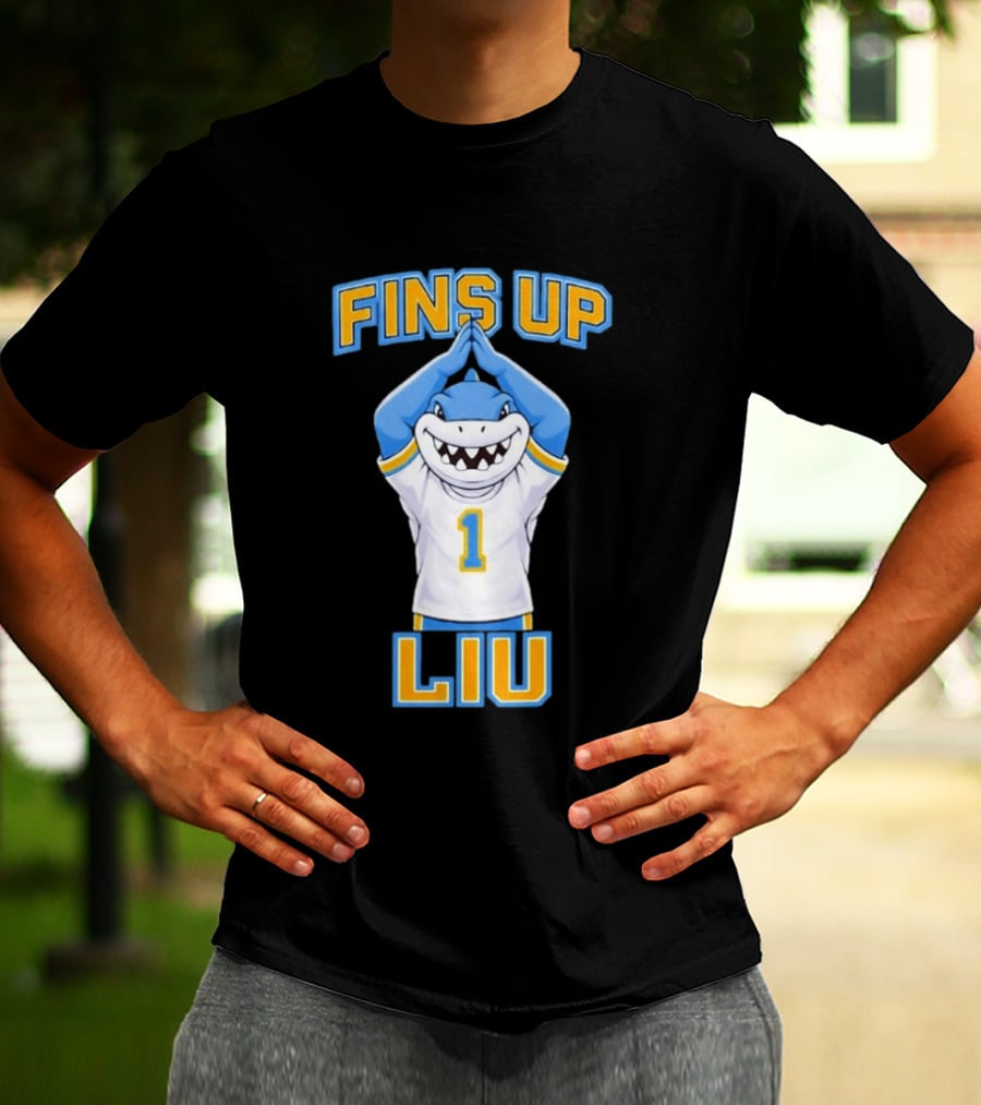 LIU Sharks Fins Up Number 1 Celebration T-Shirt