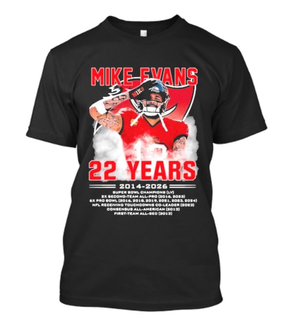 Mike Evans 22 Years 2014 2026 Red Jersey Salute Football Player T-Shirt