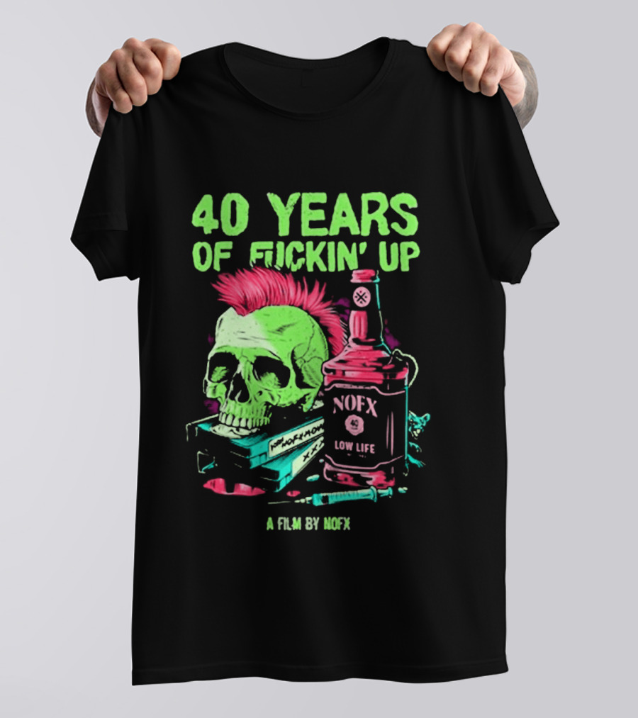40 Years Of Fuckin' Up NOFX Bottle Skull A Film By NOFX T-Shirt