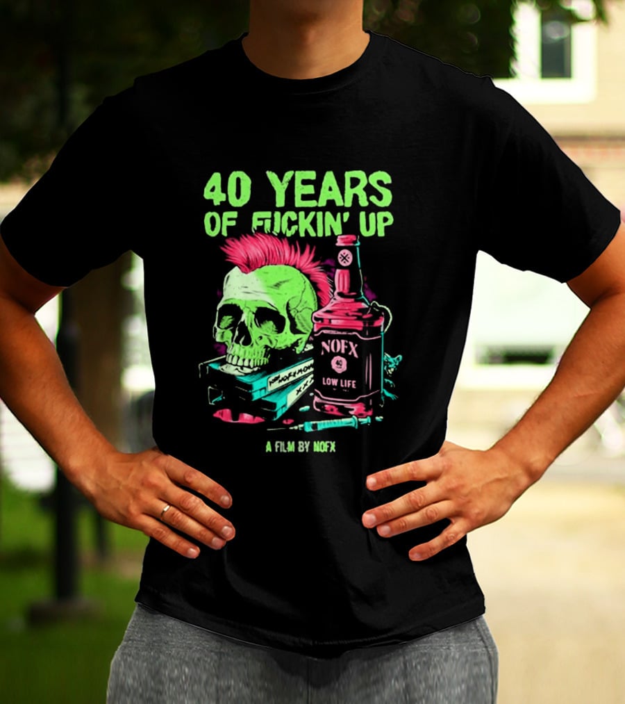 40 Years Of Fuckin' Up NOFX Bottle Skull A Film By NOFX T-Shirt