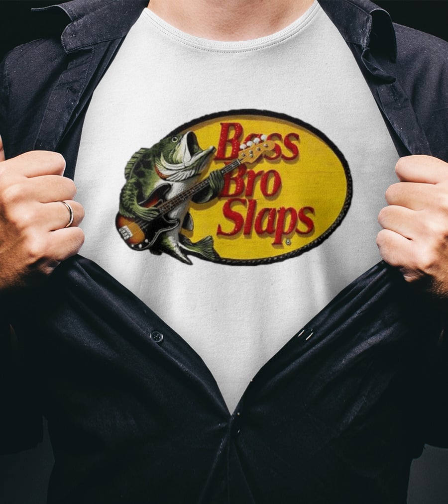 Bass Bro Slaps Fish Playing Electric Guitar T-Shirt