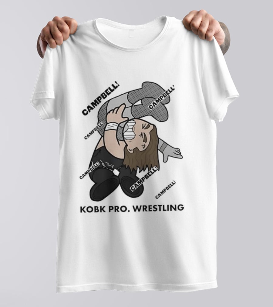 Campbell Kobk Pro Wrestling Black Gloved Wrestler Pinning Move T-Shirt