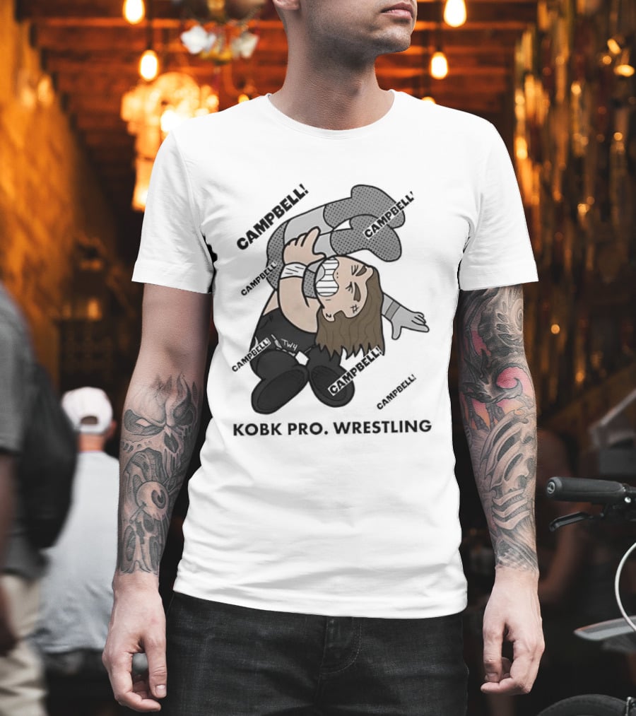 Campbell Kobk Pro Wrestling Black Gloved Wrestler Pinning Move T-Shirt