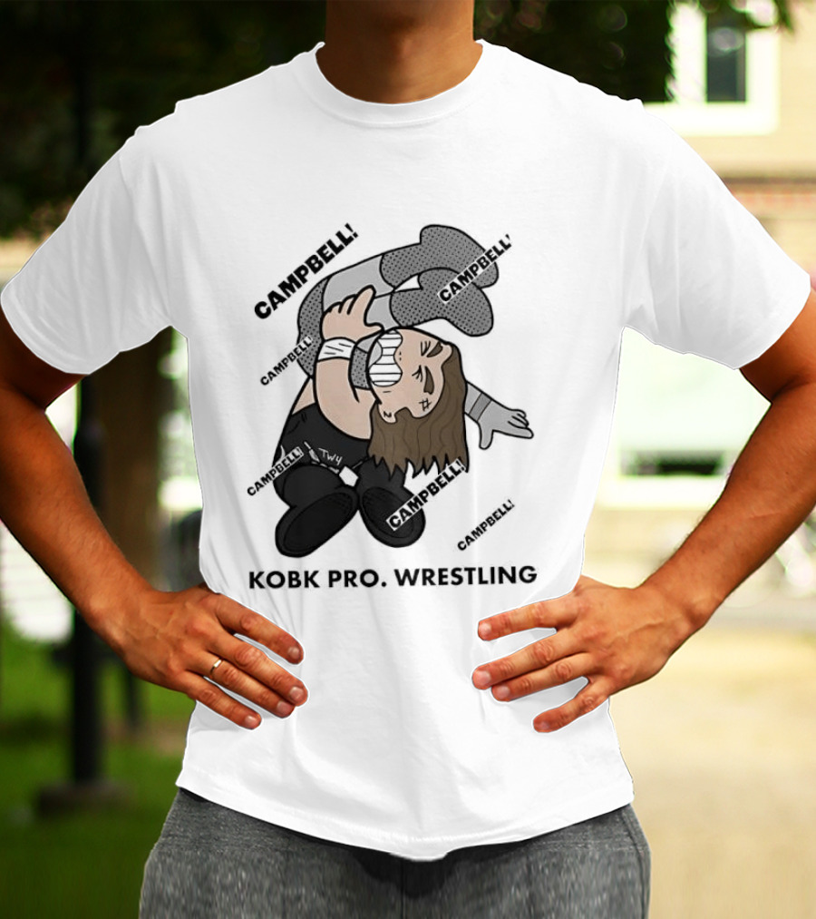 Campbell Kobk Pro Wrestling Black Gloved Wrestler Pinning Move T-Shirt