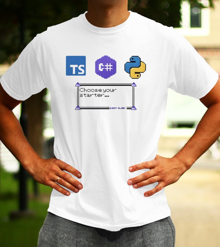 Choose Your Starter TS C# Python Pixel T-Shirt