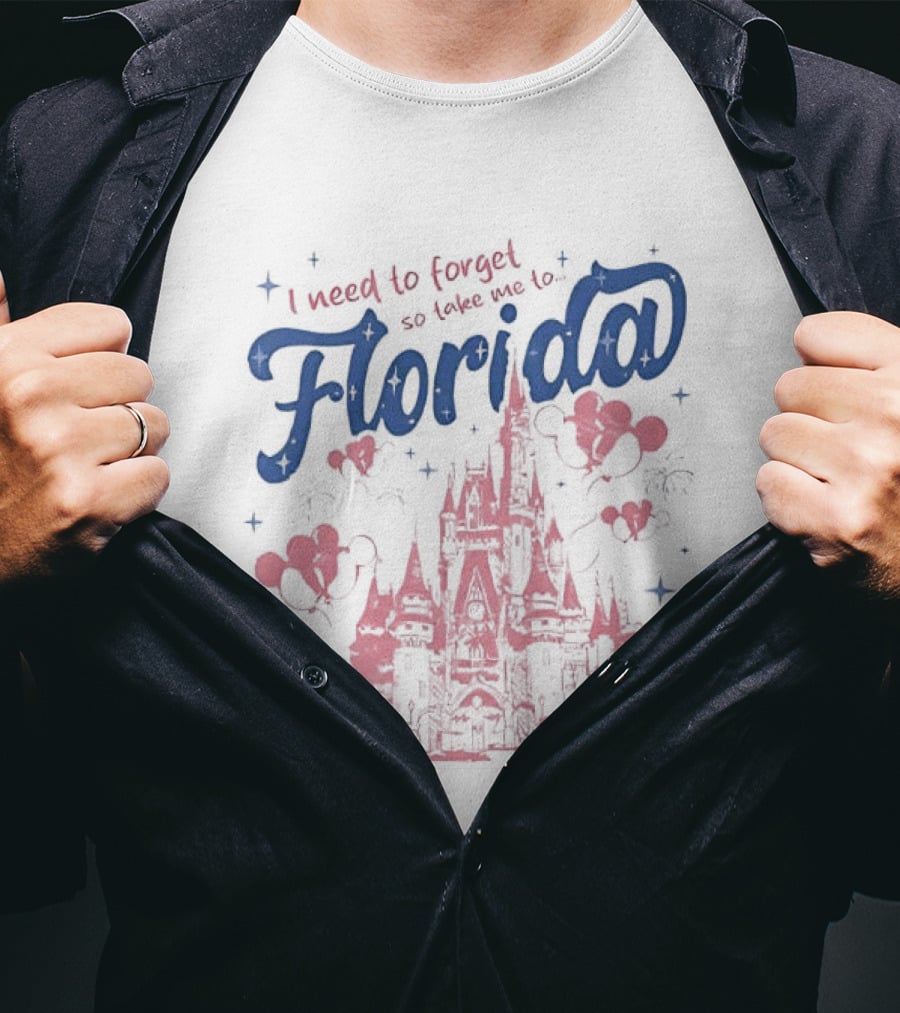 I Need To Forget So Take Me To Florida With Castle And Hearts T-Shirt
