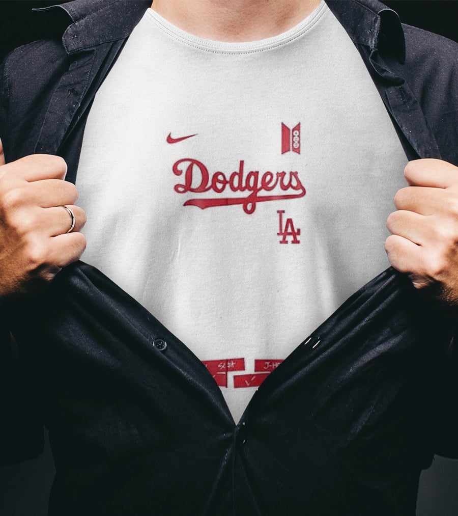 Los Angeles Dodgers BTS World Tour Tracklist Collaboration T-Shirt