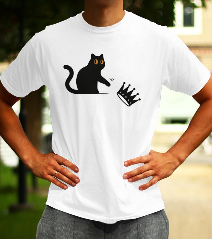 No Kings Cat 2026 Meme Black Cat And Crown T-Shirt