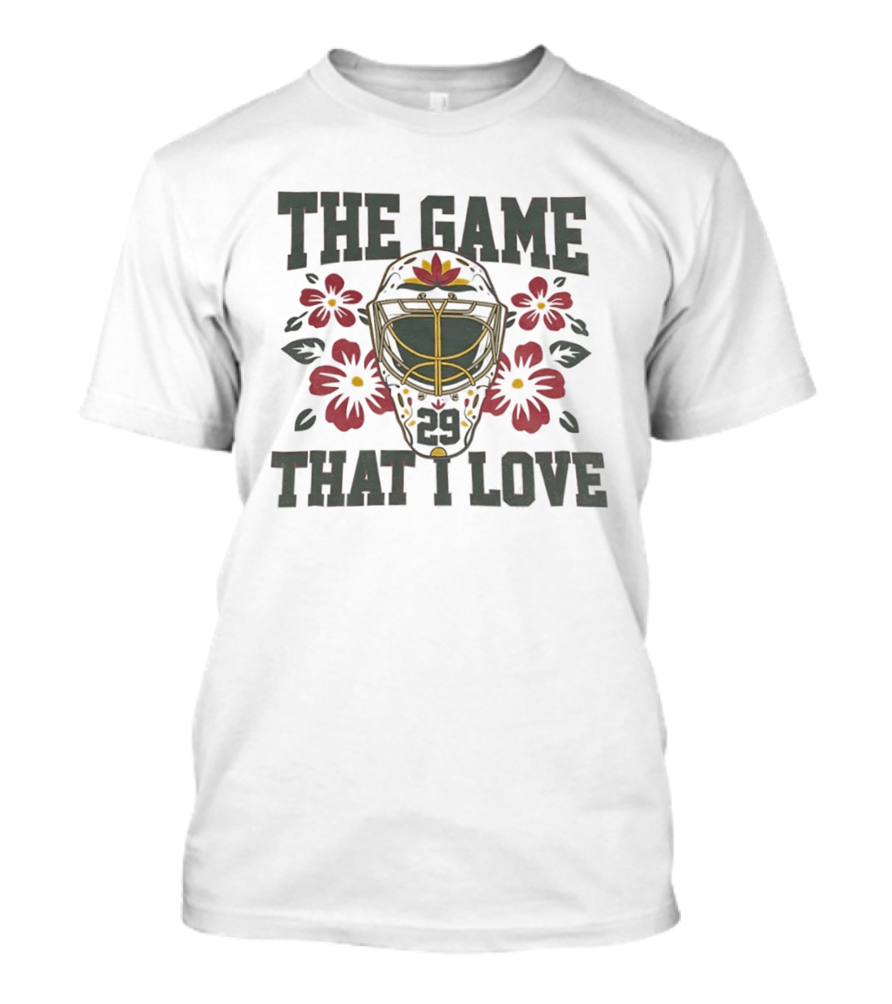 Marc Andre Fleury Minnesota Wild The Game That I Love Floral Hockey Mask T-Shirt
