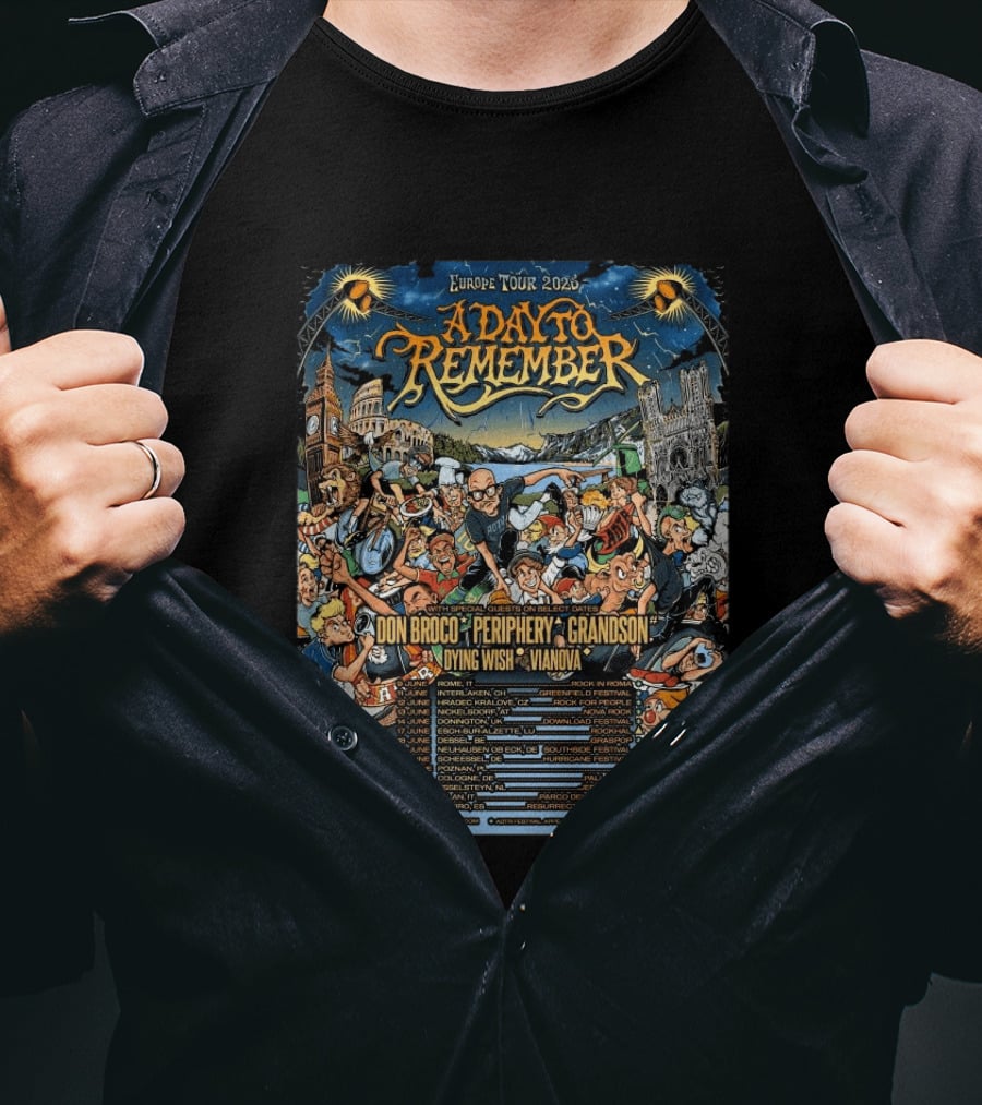 Europe Tour 2026 A Day To Remember Headline Shows Between Festivals Schedule T-Shirt