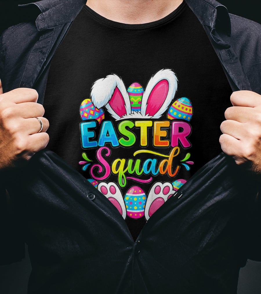 Easter Squad Bunny Ears Colorful Egg Hunt Matching Family 2026 T-Shirt