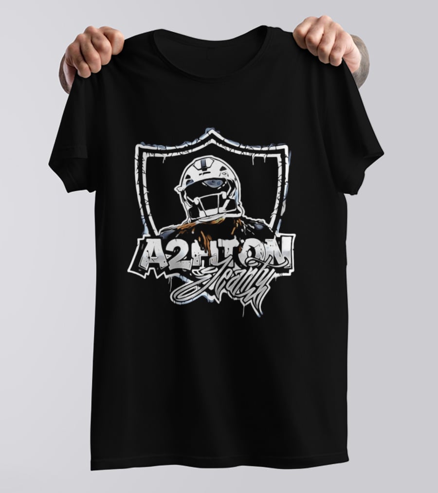 A2HTON Ashton Jeanty Las Vegas Raiders Graffiti Style Helmet Shield T-Shirt