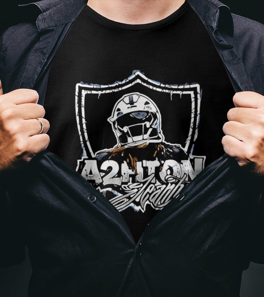 A2HTON Ashton Jeanty Las Vegas Raiders Graffiti Style Helmet Shield T-Shirt