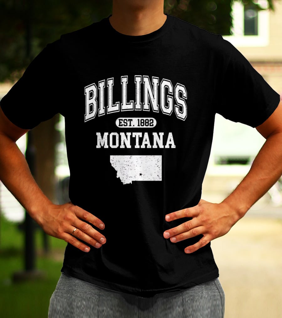 Billings Montana Est 1882 Varsity With State Map T-Shirt