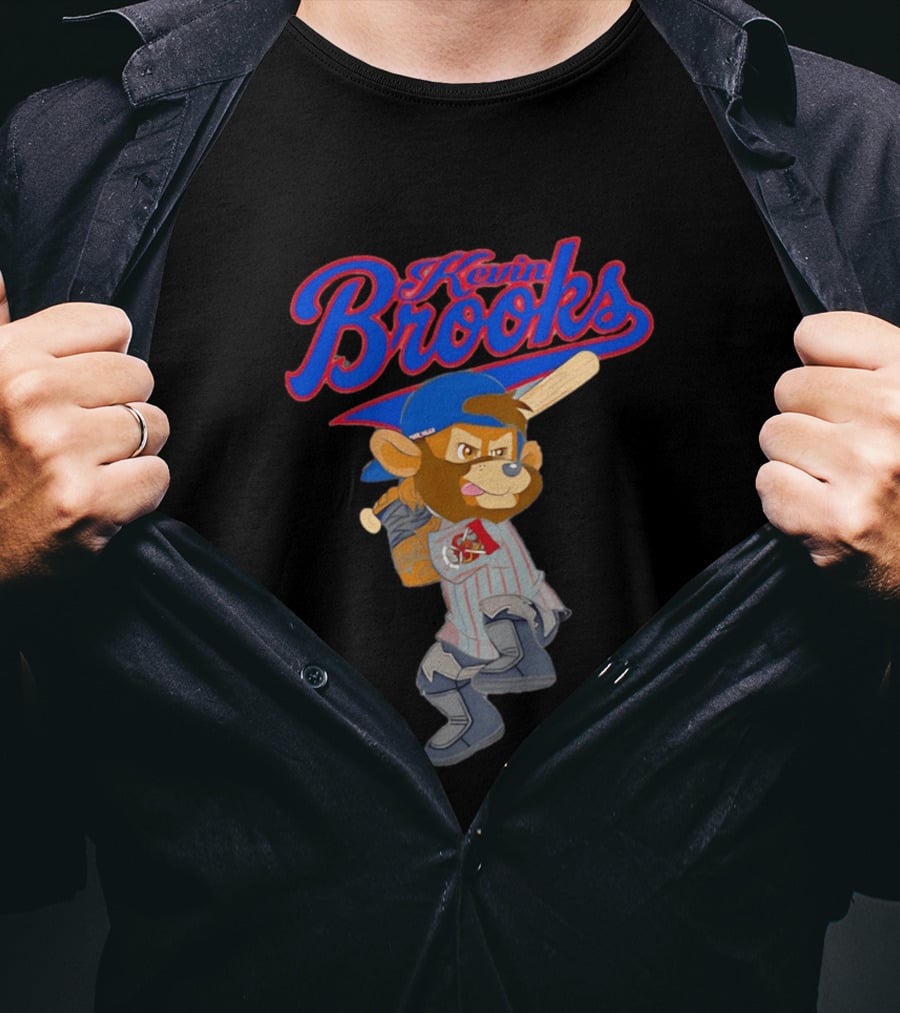 Kevin Brooks Cartoon Baseball Character With Bat And Jersey T-Shirt
