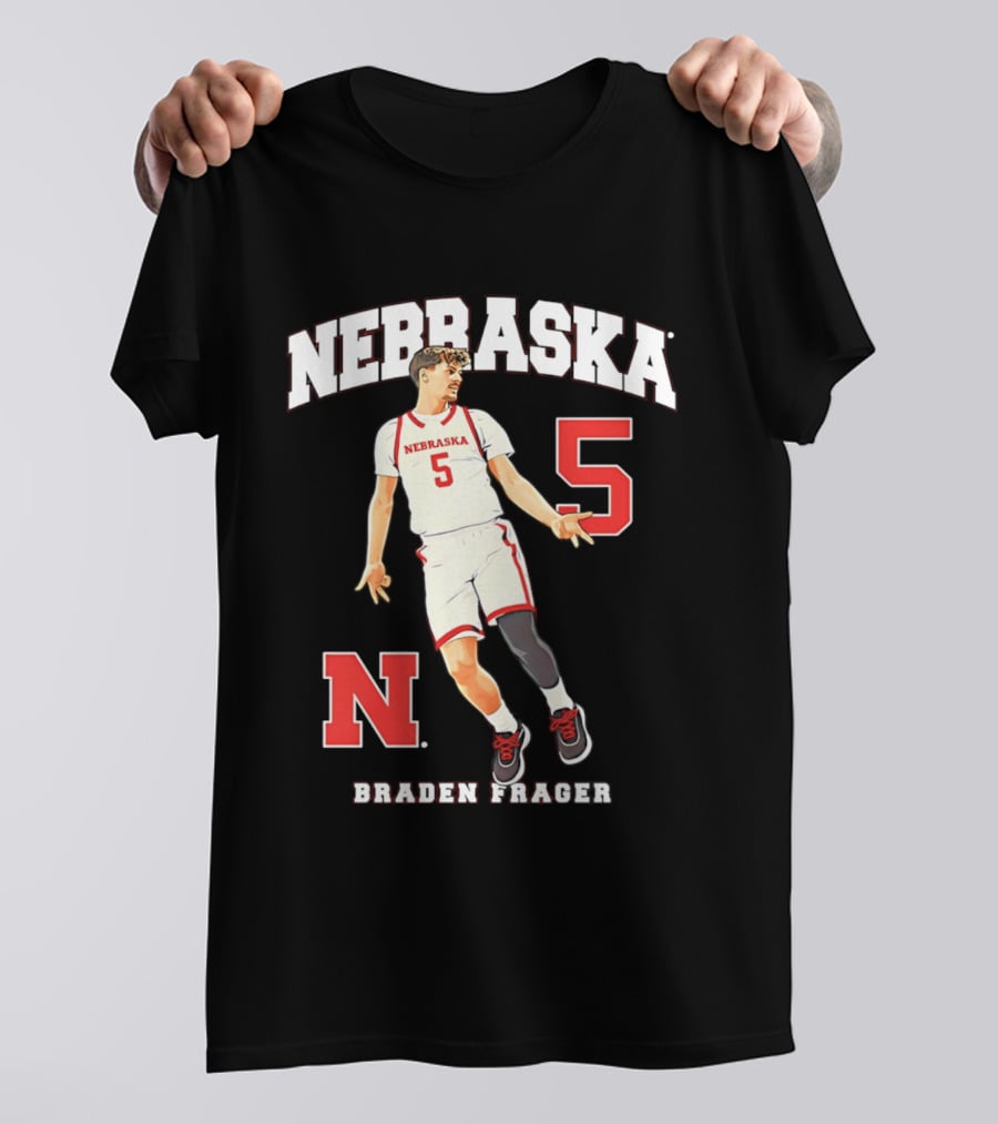 Braden Frager Nebraska Cornhuskers Basketball Number 5 N T-Shirt