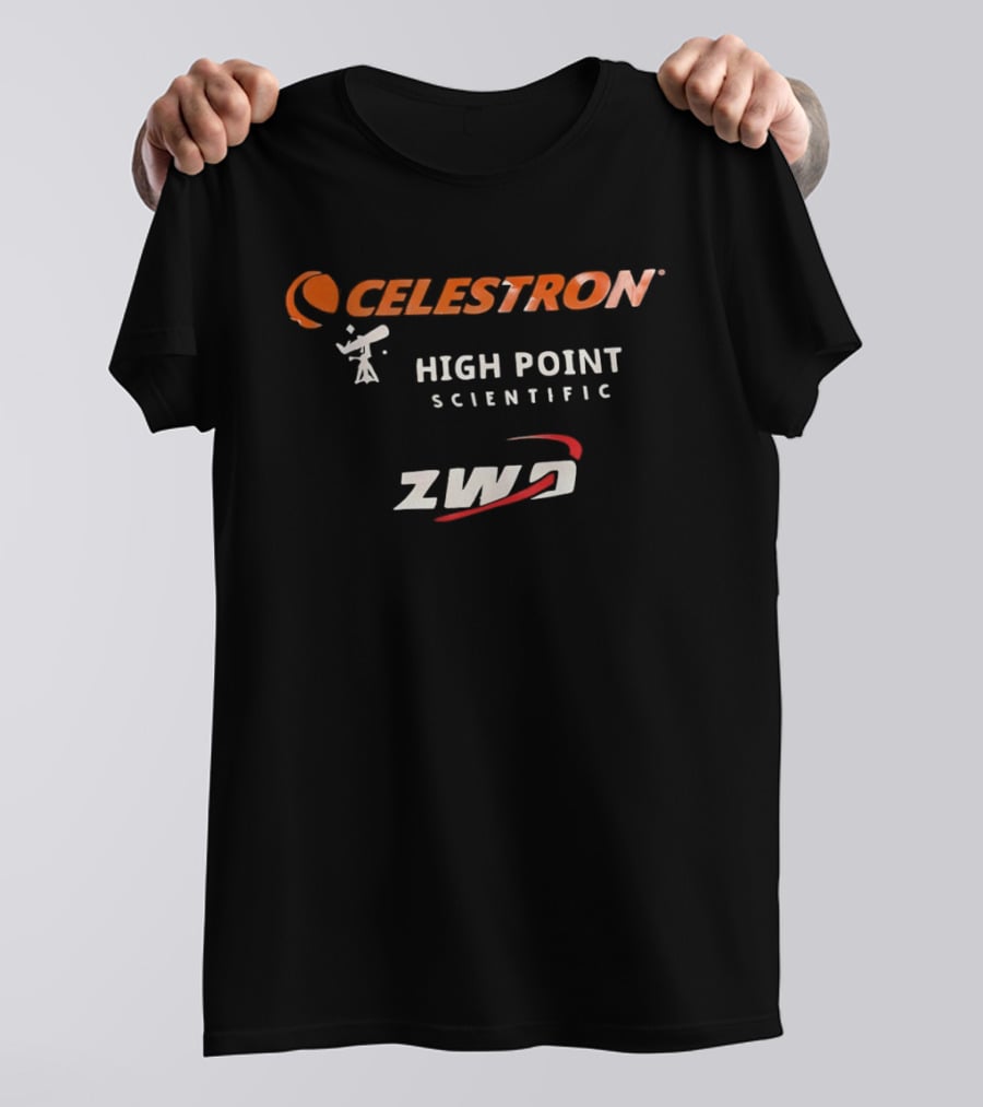 Celestron High Point Scientific ZWO Astronomy Equipment Collaboration T-Shirt