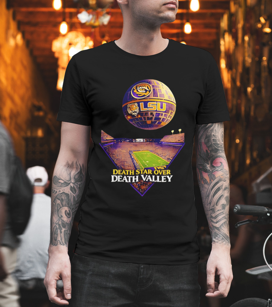 LSU Tigers Death Star Over Death Valley Stadium LSU T-Shirt