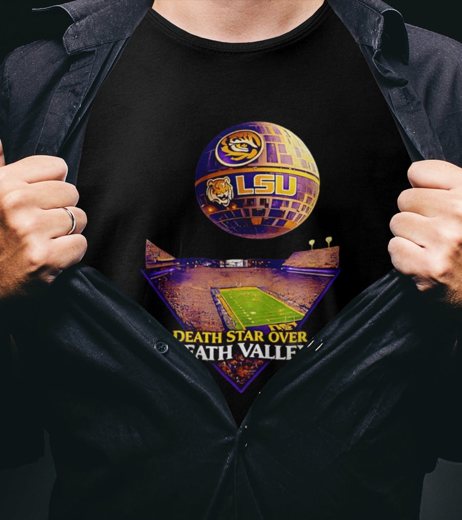 LSU Tigers Death Star Over Death Valley Stadium LSU T-Shirt
