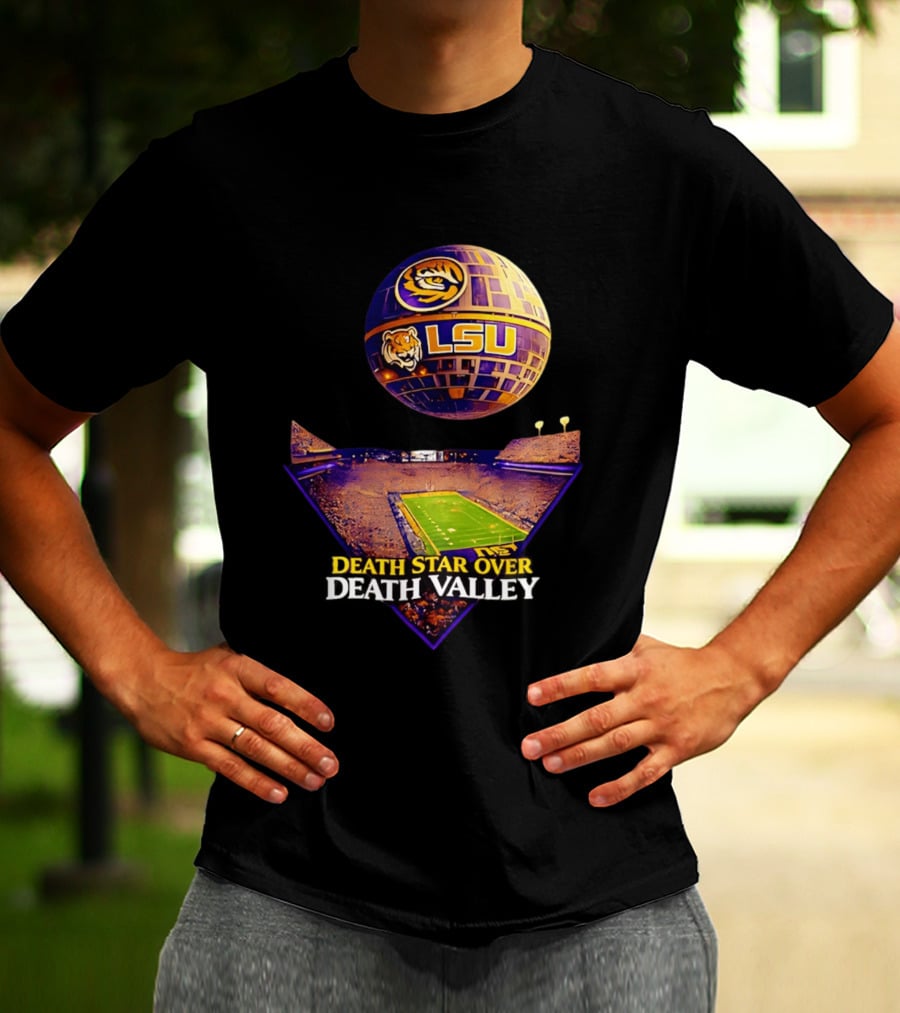 LSU Tigers Death Star Over Death Valley Stadium LSU T-Shirt
