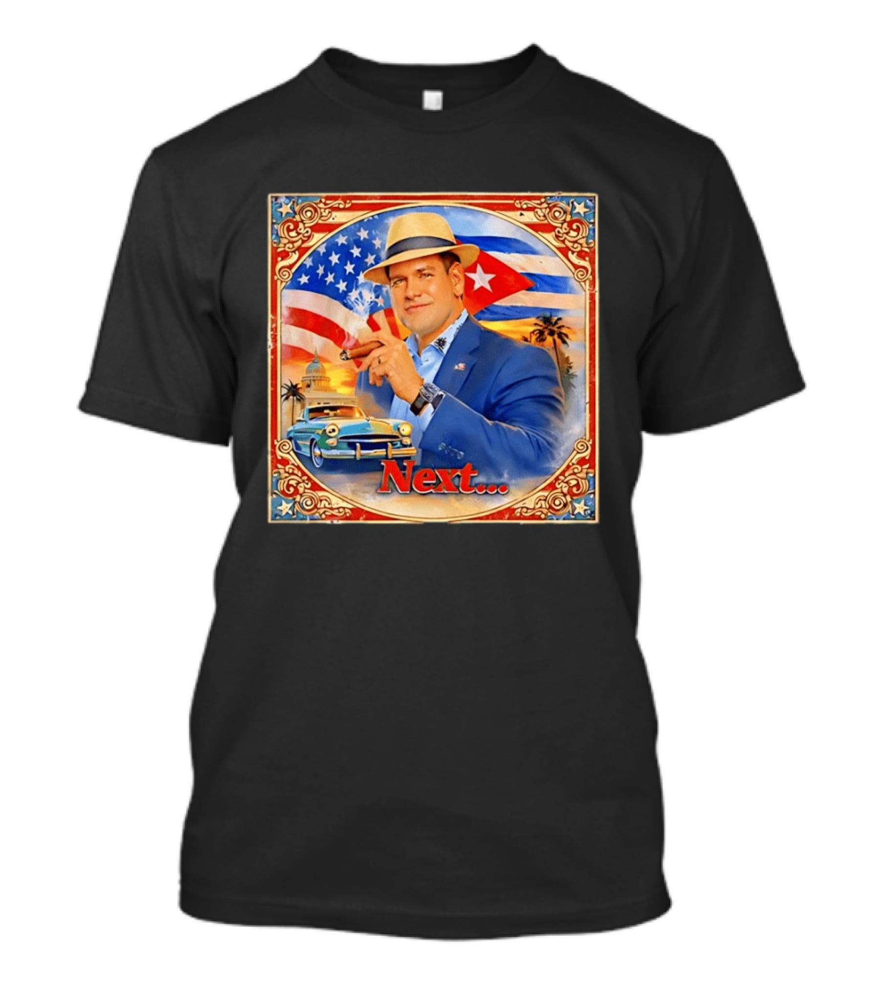 Next USA Cuban Cigar American Flag Man T-Shirt